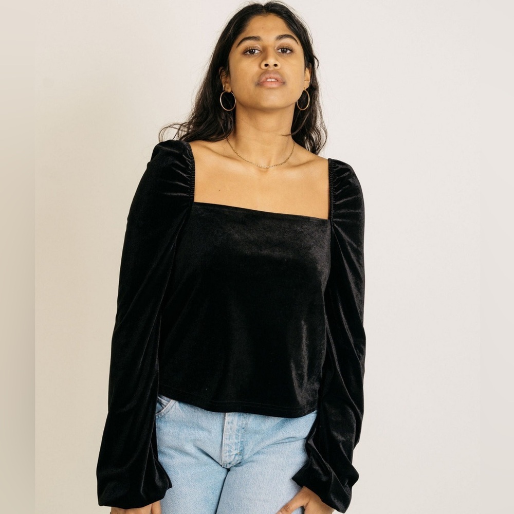 Jackson Rowe Black Velvet Long Sleeve Top